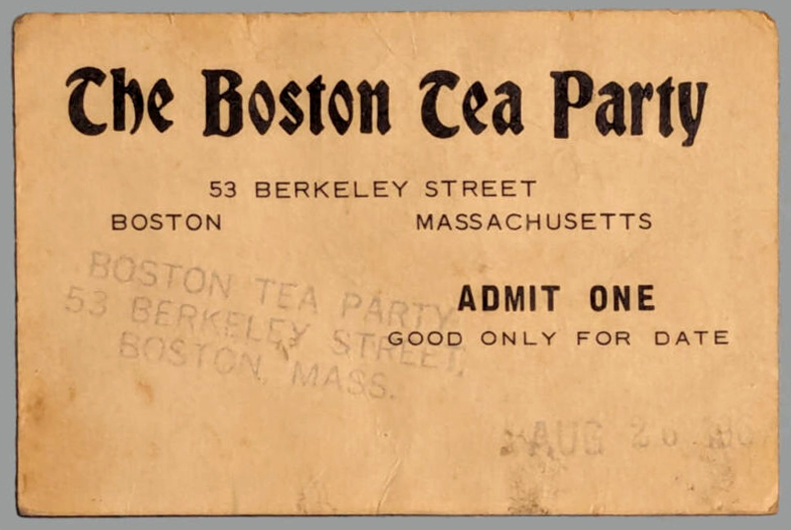 Boston Tea Party ticket 1967 Boston Tea Party ticket 1967