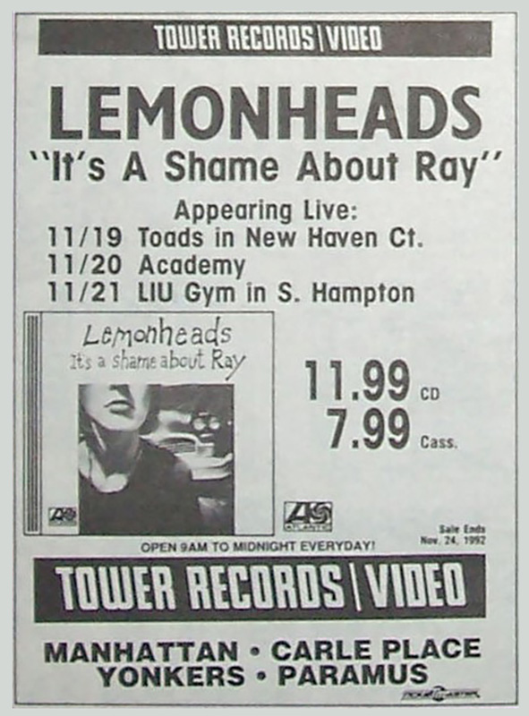 Lemonheads – Tower Records ad 1992 Lemonheads - Tower Records ad 1992