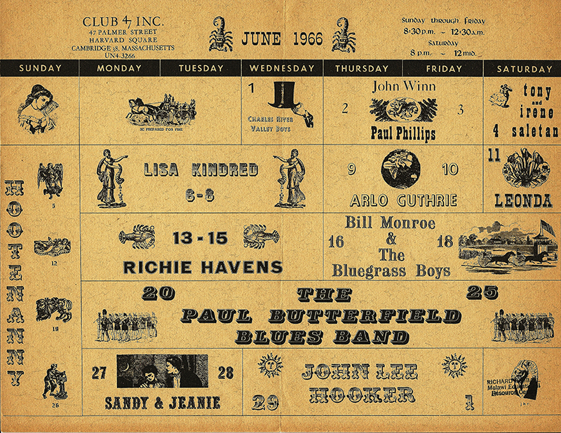 Club 47 Calendar June 1966 – from the collection of Mitch Diamond Club 47 Calendar June 1966 - from the collection of Mitch Diamond