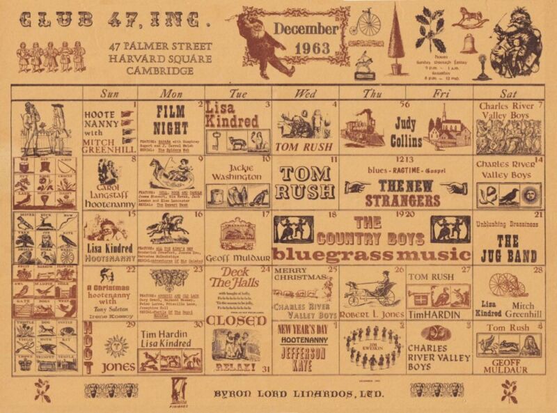 Club 47 Calendar December 1963 Club 47 Calendar December 1963