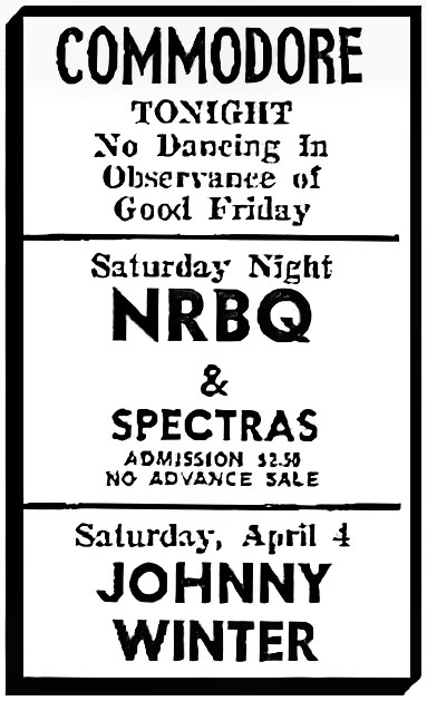 Johnny Winter and NRBQ at Commodore Ballroom 1970 Johnny Winter and NRBQ at Commodore Ballroom 1970