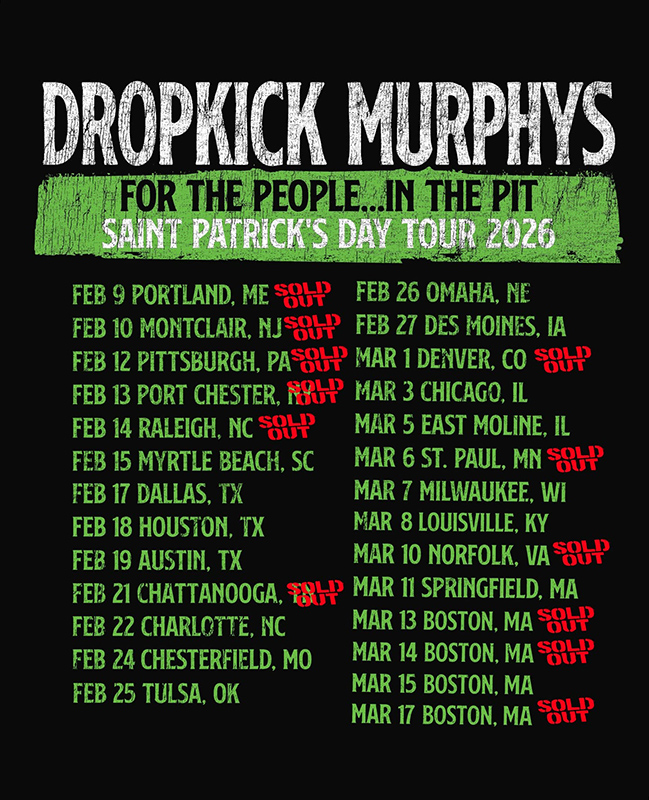 Dropkick Murphys – Saint Patrick’s Day Tour 2026 Dropkick Murphys - Saint Patrick's Day Tour 2026