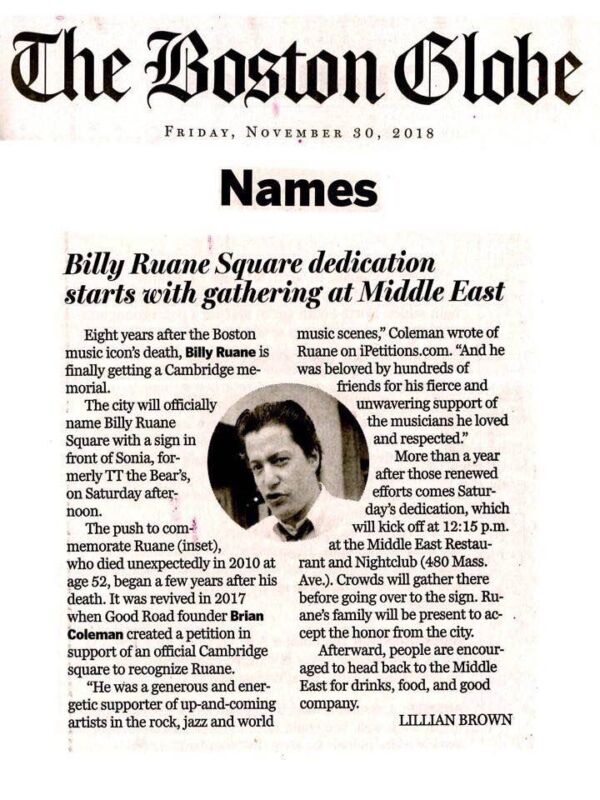 Billy Ruane Square Dedication Billy Ruane Square Dedication