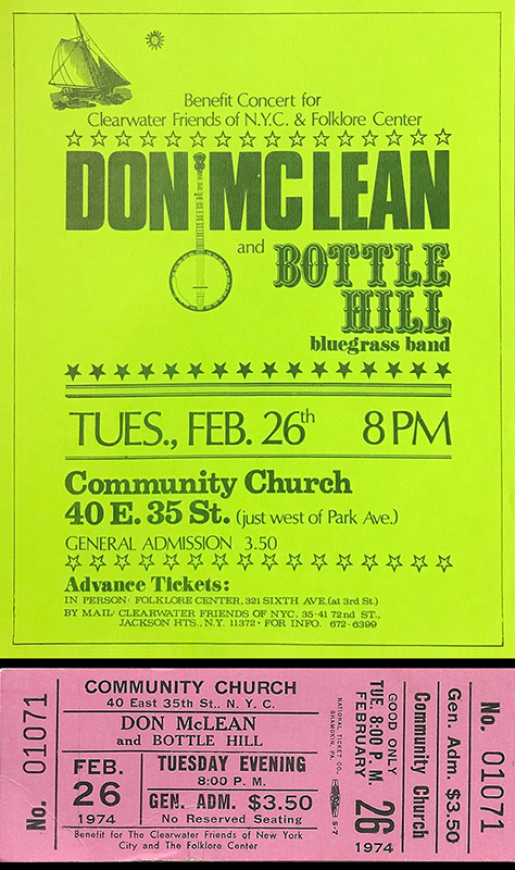 Don McLean at Community Church 1974 – from the collection of Mitch Diamond Don McLean at Community Church 1974 - from the collection of Mitch Diamond