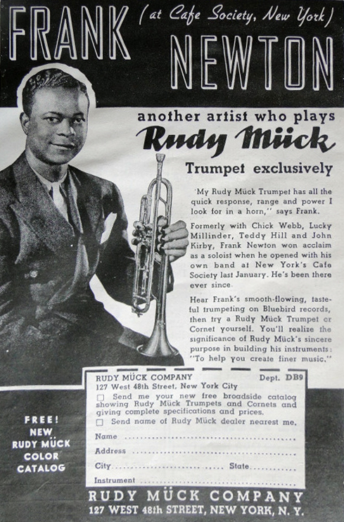 Frankie Newton – Rudy Muck Trumpet Ad Frankie Newton - Rudy Muck Trumpet Ad