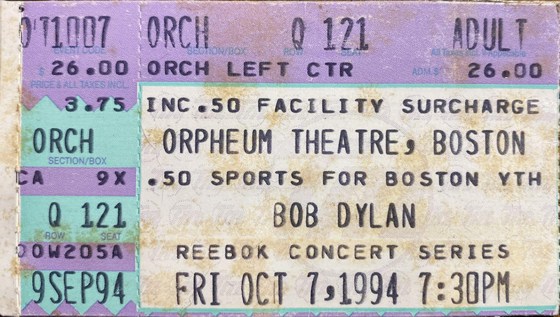 Bob Dylan at Orpheum Theatre 1994 Bob Dylan at Orpheum Theatre 1994
