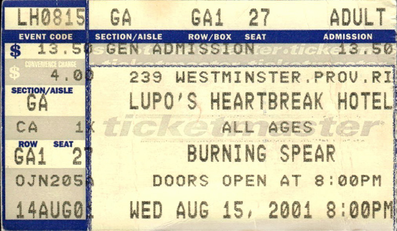 Burning Spear at Lupo’s 2001 Burning Spear at Lupo's 2001