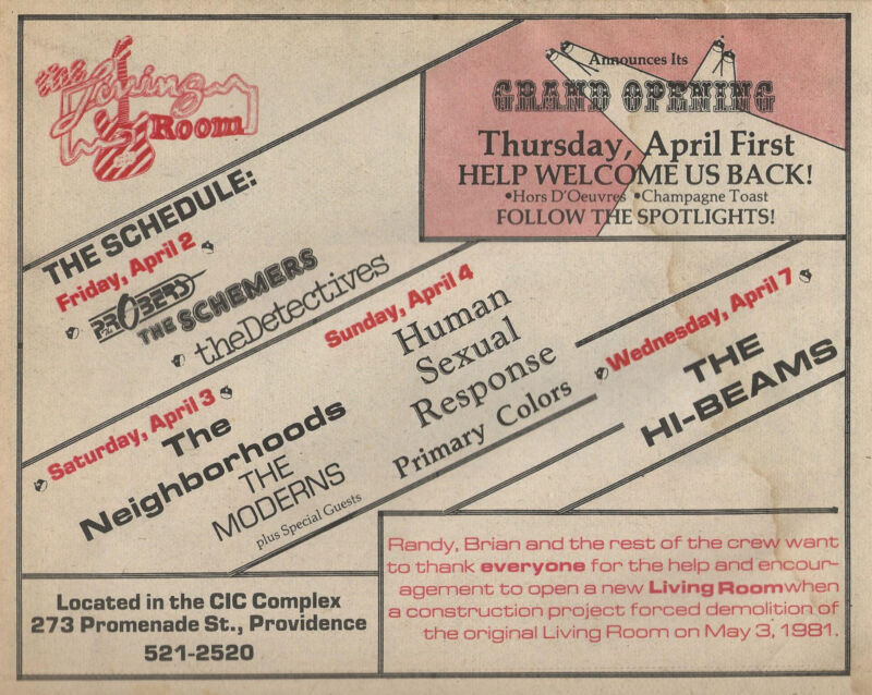 The Living Room Schedule April 1982 The Living Room