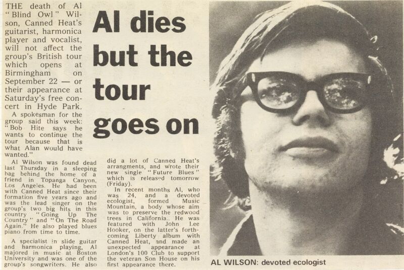 Alan “Blind Owl” Wilson Obituary Alan "Blind Owl" Wilson Obituary