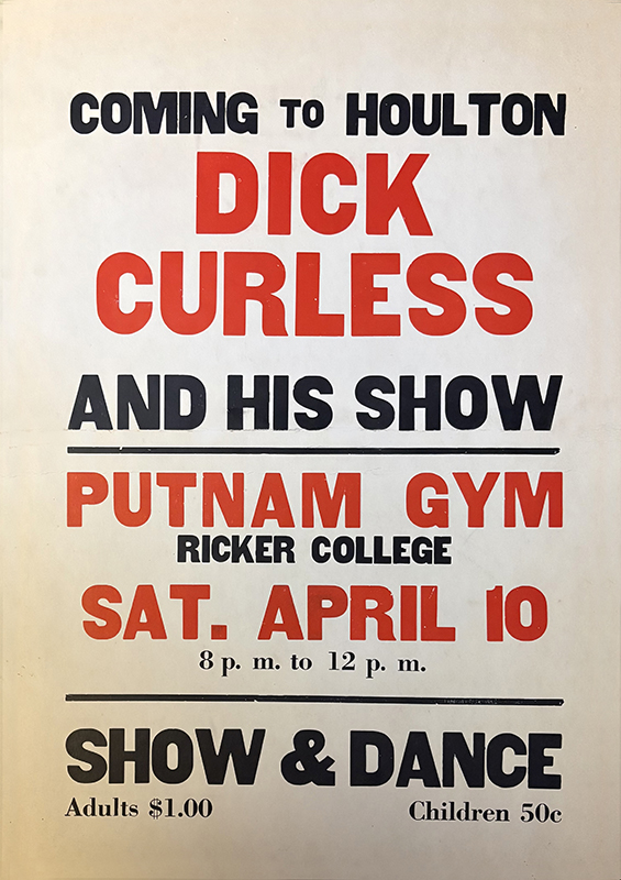 Dick Curless at Ricker College – from the collection of Mitch Diamond Dick Curless at Ricker College - from the collection of Mitch Diamond