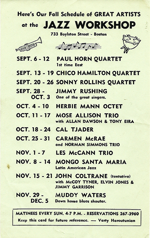 Jazz Workshop schedule – from the collection of Mitch Diamond Jazz Workshop schedule - from the collection of Mitch Diamond