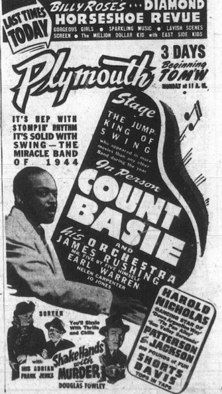 Plymouth Theatre – Count Basie – 1940s Plymouth Theatre - Count Basie - 1940s