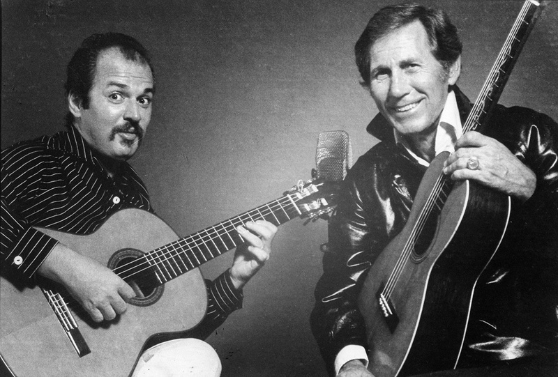 Lenny Breau and Chet Atkins posed for the cover of their album, Standard Brands, in 1981. Courtesy of the Breau family and lennybreau.com Lenny Breau and Chet Atkins posed for the cover of their album, Standard Brands, in 1981. Courtesy of the Breau family and lennybreau.com