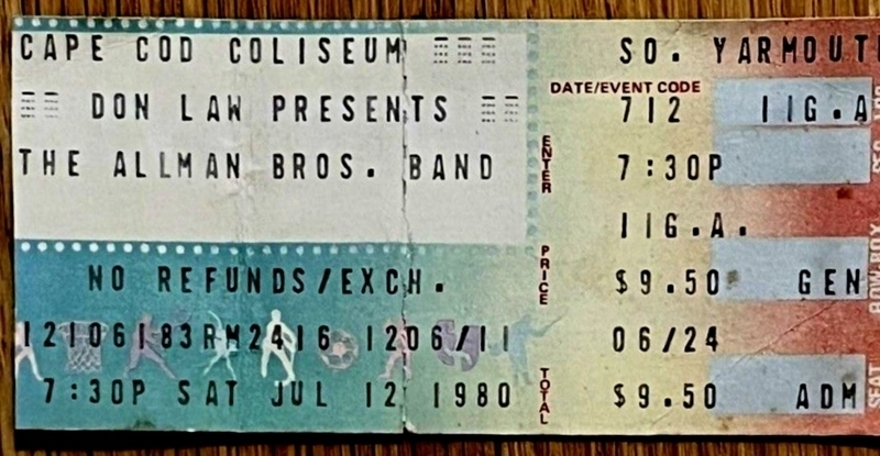 Allman Brothers at Cape Cod Coliseum 1980 Allman Brothers at Cape Cod Coliseum 1980
