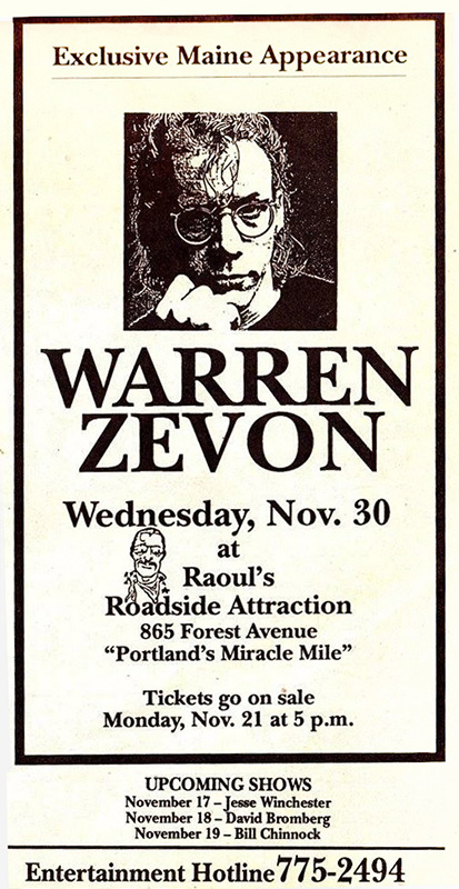 Warren Zevon at Raoul’s Warren Zevon at Raoul's