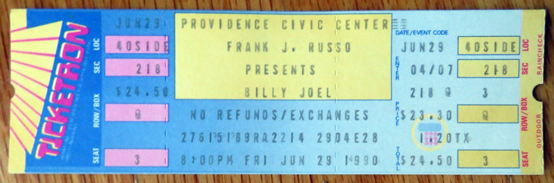 Billy Joel at Providence Civic Center 1990 Billy Joel at Providence Civic Center 1990