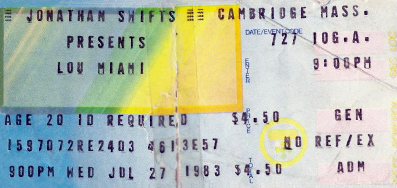 Lou Miami at Jonathan Swifts 1983 Lou Miami at Jonathan Swifts 1983