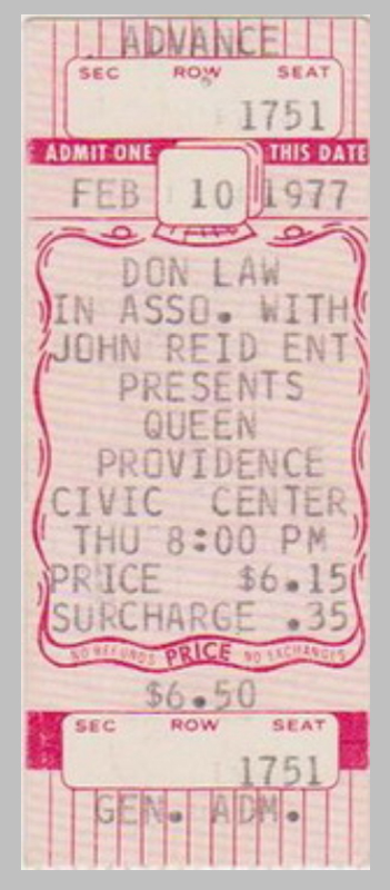 Queen at Providence Civic Center 1977 Queen at Providence Civic Center 1977