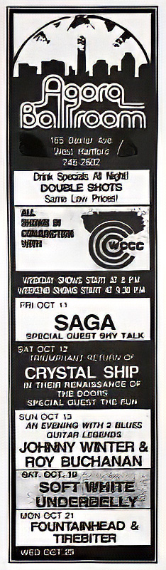 Agora Ballroom Ad 1985 – Saga edit