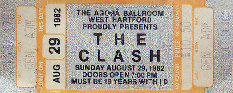 The Clash at The Agora Ballroom 1982 ticket