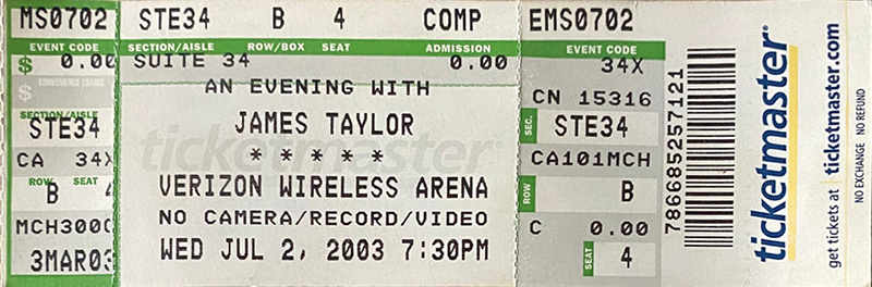 James Taylor at Verizon Wireless Arena 2003 James Taylor at Verizon Wireless Arena 2003