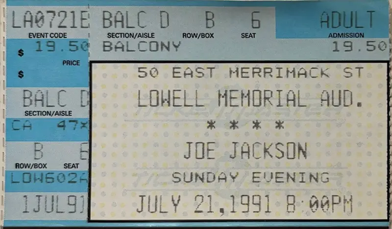 Joe Jackson at Lowell Memorial Auditorium 1991 Joe Jackson at Lowell Memorial Auditorium 1991