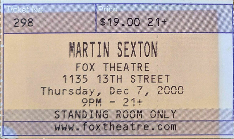 Martin Sexton at Fox Theatre 2000 Martin Sexton at Fox Theatre 2000